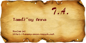 Tamásy Anna névjegykártya